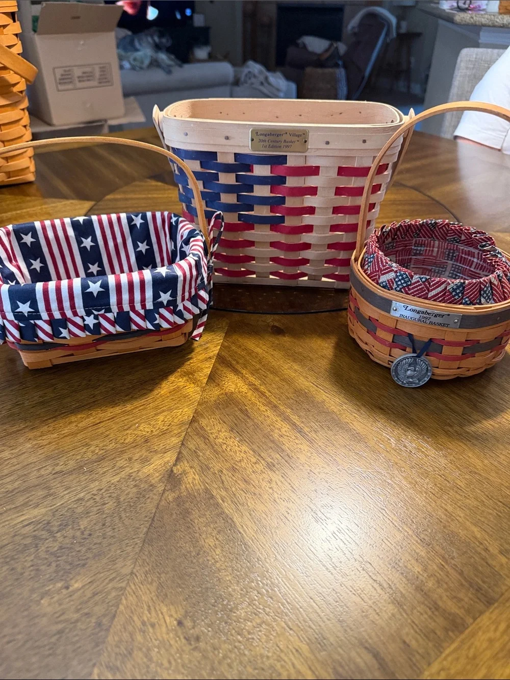 Longaberger Red, White & Blue Patriotic Woven Basket Trio
